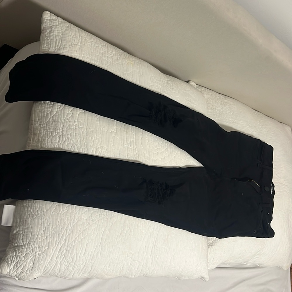 Express black ripped skinny jeans